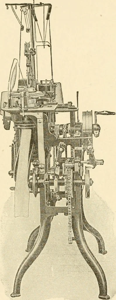 An illustration from Cyclopedia of textile work : a general reference library on cotton, woollen and worsted yarn manufacture, weaving, designing, chemistry and dyeing, finishing, knitting, and allied subjects, 1907, leaf 281