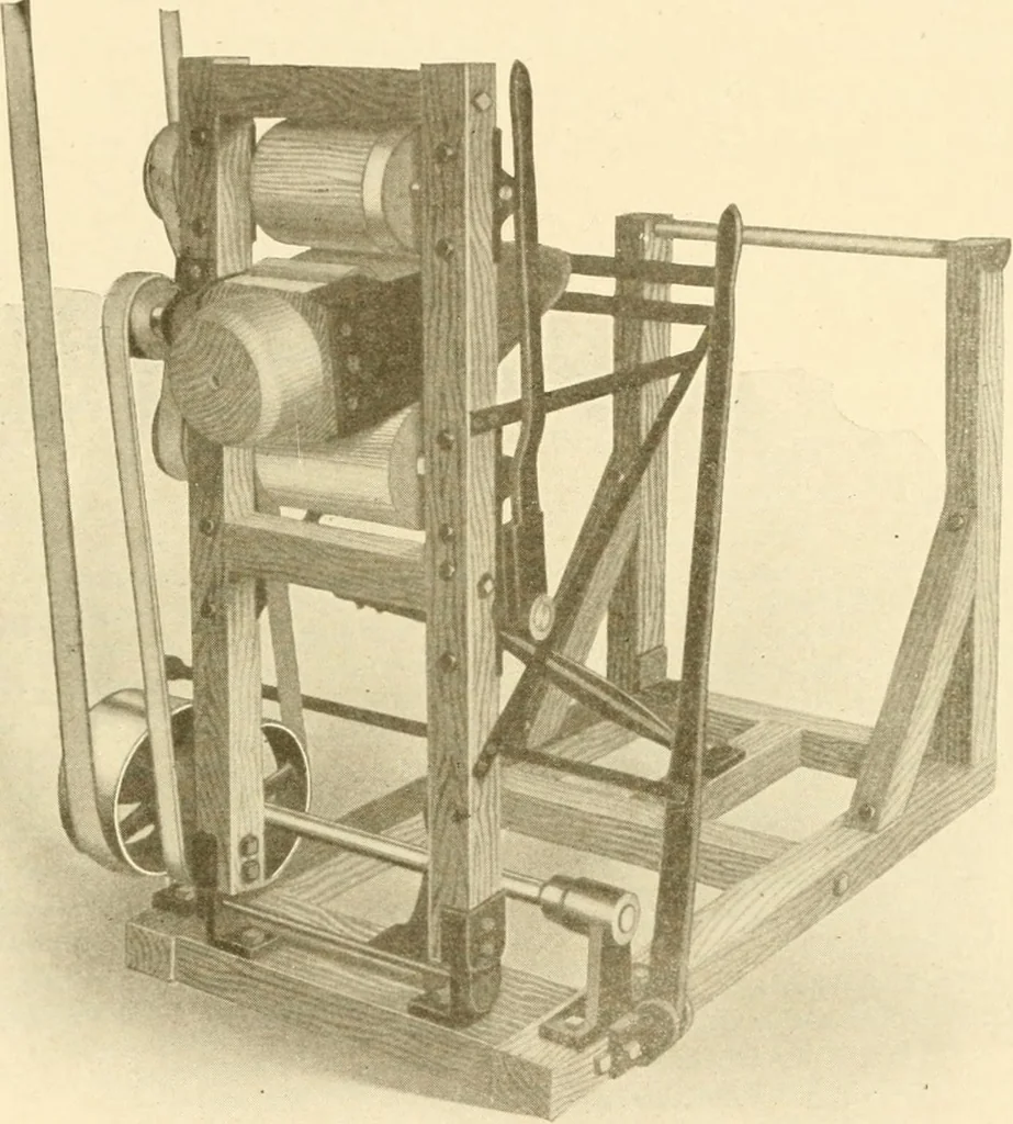 An illustration from Cyclopedia of textile work : a general reference library on cotton, woollen and worsted yarn manufacture, weaving, designing, chemistry and dyeing, finishing, knitting, and allied subjects, 1907, leaf 335