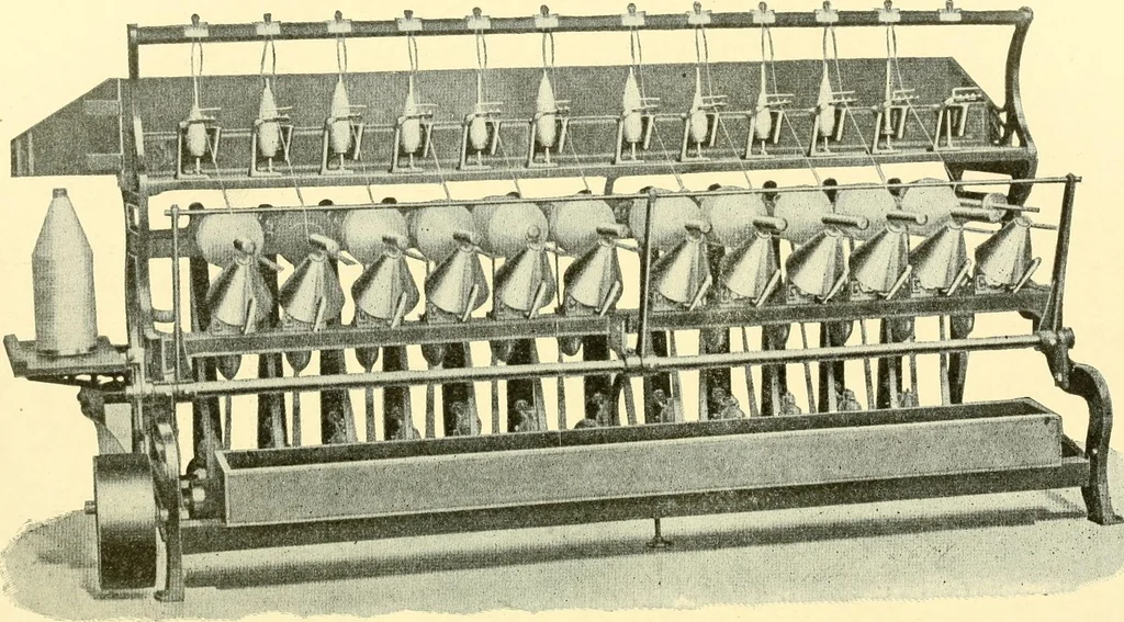 An illustration from Cyclopedia of textile work : a general reference library on cotton, woollen and worsted yarn manufacture, weaving, designing, chemistry and dyeing, finishing, knitting, and allied subjects, 1907, leaf 38