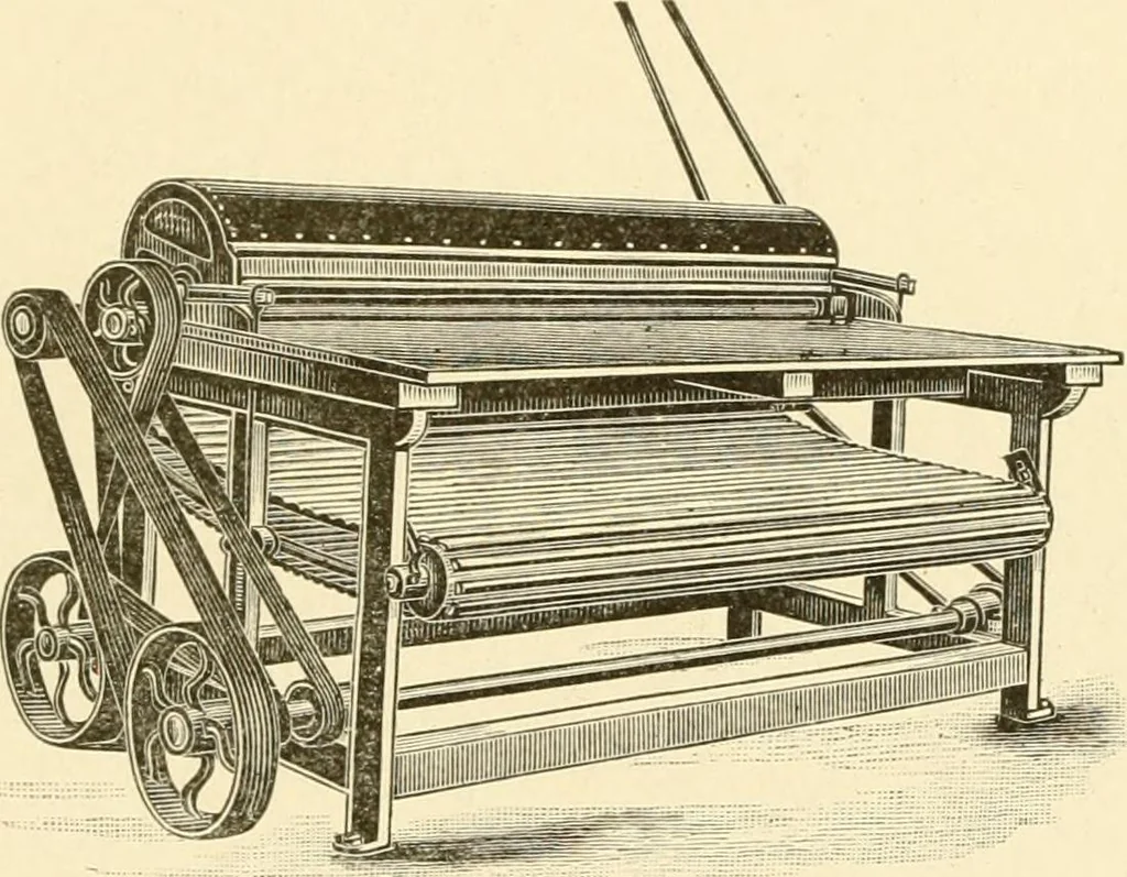 An illustration from Cyclopedia of textile work : a general reference library on cotton, woollen and worsted yarn manufacture, weaving, designing, chemistry and dyeing, finishing, knitting, and allied subjects, 1907, leaf 385