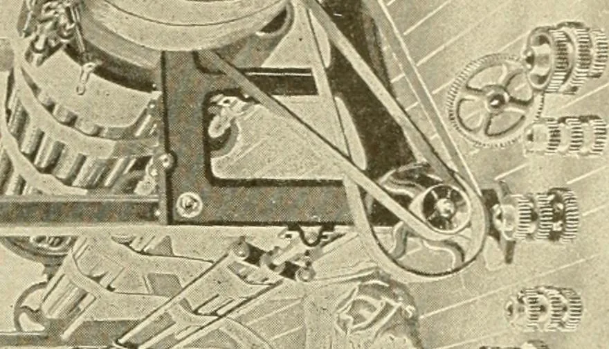 An illustration from Cyclopedia of textile work : a general reference library on cotton, woollen and worsted yarn manufacture, weaving, designing, chemistry and dyeing, finishing, knitting, and allied subjects, 1907, leaf 387