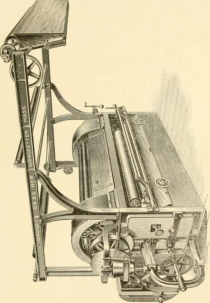 An illustration from Cyclopedia of textile work : a general reference library on cotton, woollen and worsted yarn manufacture, weaving, designing, chemistry and dyeing, finishing, knitting, and allied subjects, 1907, leaf 389