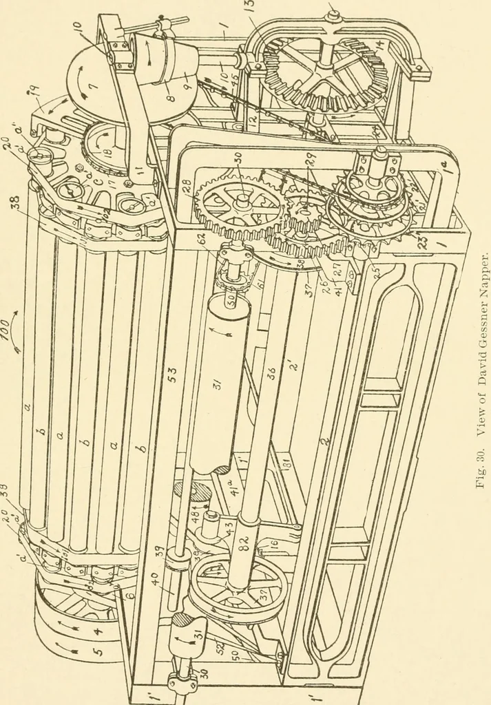 An illustration from Cyclopedia of textile work : a general reference library on cotton, woollen and worsted yarn manufacture, weaving, designing, chemistry and dyeing, finishing, knitting, and allied subjects, 1907, leaf 391