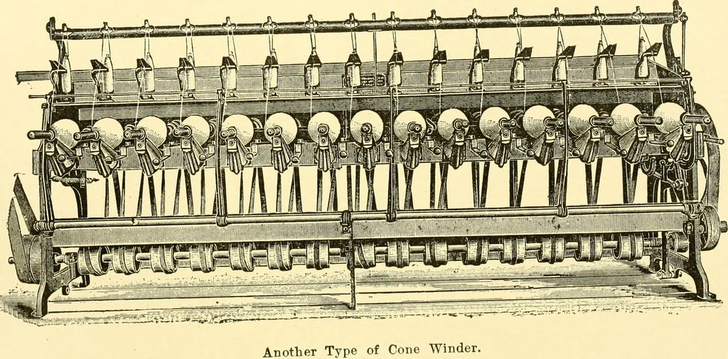 An illustration from Cyclopedia of textile work : a general reference library on cotton, woollen and worsted yarn manufacture, weaving, designing, chemistry and dyeing, finishing, knitting, and allied subjects, 1907, leaf 44