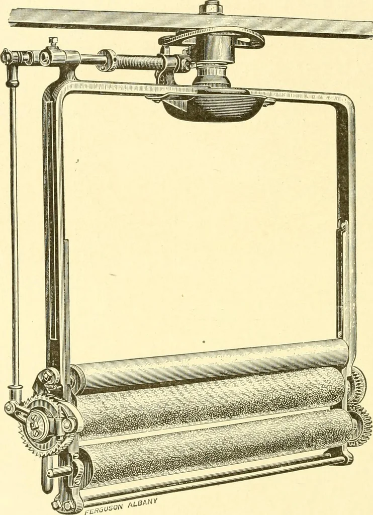 An illustration from Cyclopedia of textile work : a general reference library on cotton, woollen and worsted yarn manufacture, weaving, designing, chemistry and dyeing, finishing, knitting, and allied subjects, 1907, leaf 60