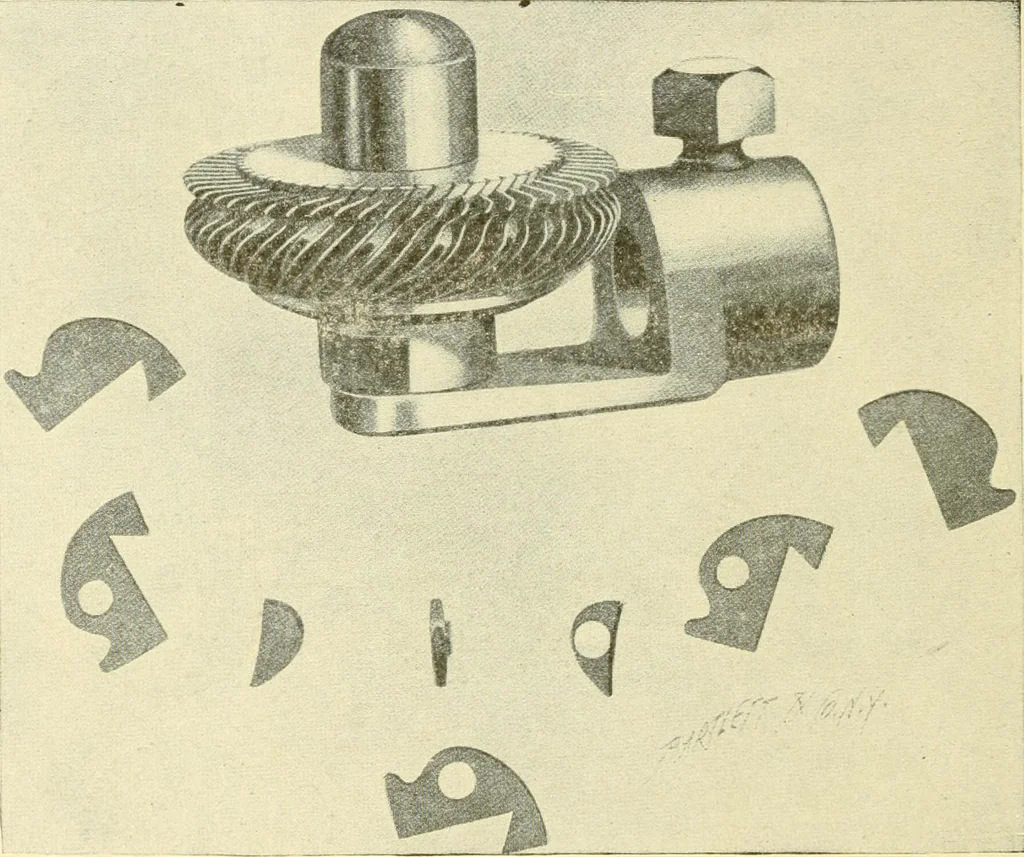 An illustration from Cyclopedia of textile work : a general reference library on cotton, woollen and worsted yarn manufacture, weaving, designing, chemistry and dyeing, finishing, knitting, and allied subjects, 1907, leaf 68