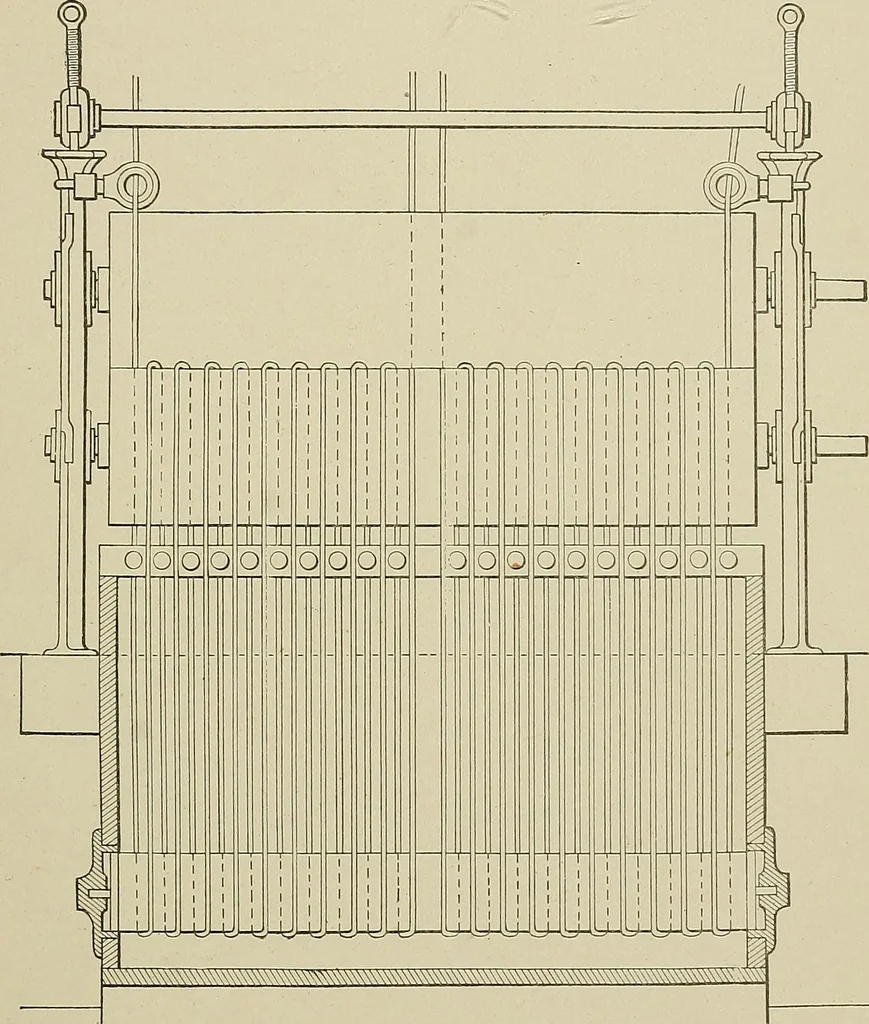 An illustration from Cyclopedia of textile work : a general reference library on cotton, woolen and worsted yarn manufacture, weaving, designing, chemistry and dyeing, finishing, knitting, and allied subjects, 1911, leaf 109
