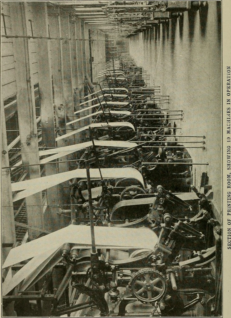 An illustration from Cyclopedia of textile work : a general reference library on cotton, woolen and worsted yarn manufacture, weaving, designing, chemistry and dyeing, finishing, knitting, and allied subjects, 1911, leaf 144