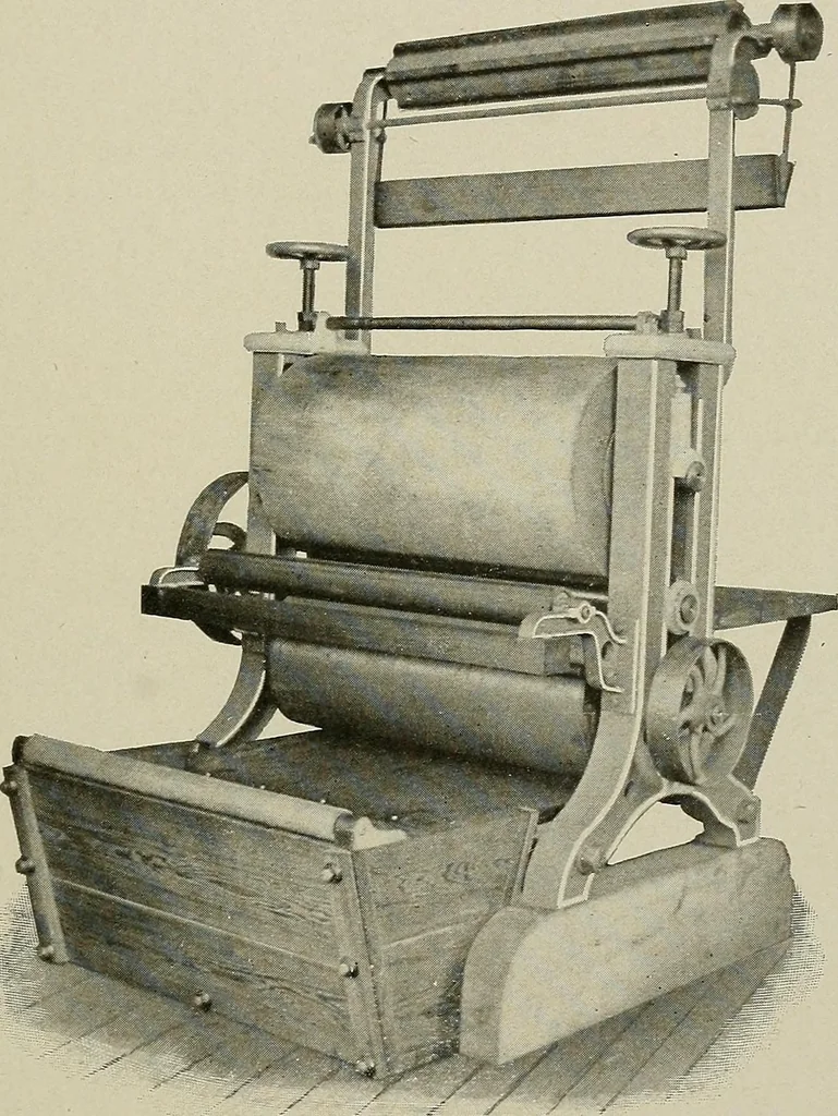 An illustration from Cyclopedia of textile work : a general reference library on cotton, woolen and worsted yarn manufacture, weaving, designing, chemistry and dyeing, finishing, knitting, and allied subjects, 1911, leaf 35