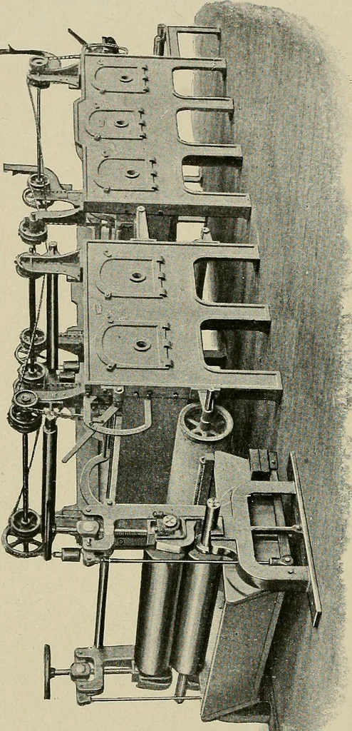 An illustration from Cyclopedia of textile work : a general reference library on cotton, woolen and worsted yarn manufacture, weaving, designing, chemistry and dyeing, finishing, knitting, and allied subjects, 1911, leaf 72