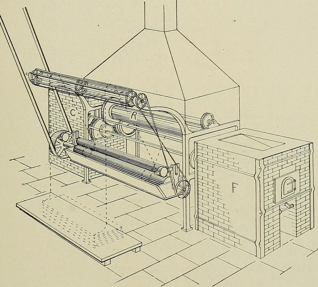 An illustration from Cyclopedia of textile work : a general reference library on cotton, woolen and worsted yarn manufacture, weaving, designing, chemistry and dyeing, finishing, knitting, and allied subjects, 1911, leaf 73