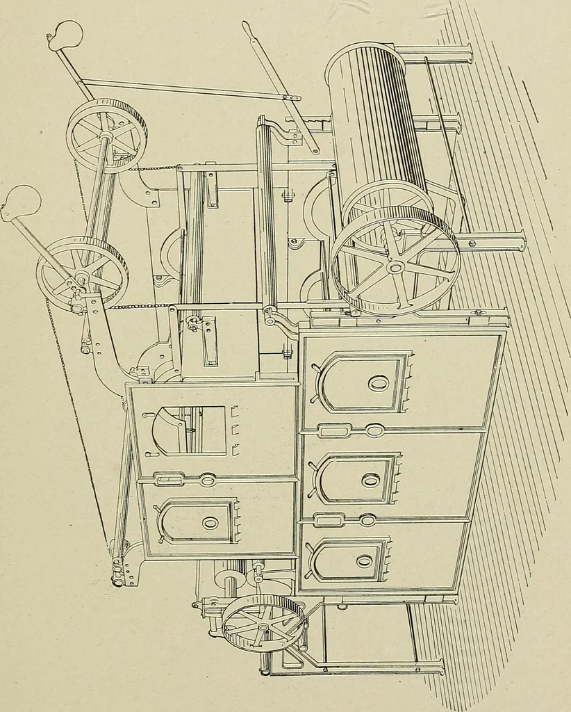 An illustration from Cyclopedia of textile work : a general reference library on cotton, woolen and worsted yarn manufacture, weaving, designing, chemistry and dyeing, finishing, knitting, and allied subjects, 1911, leaf 79