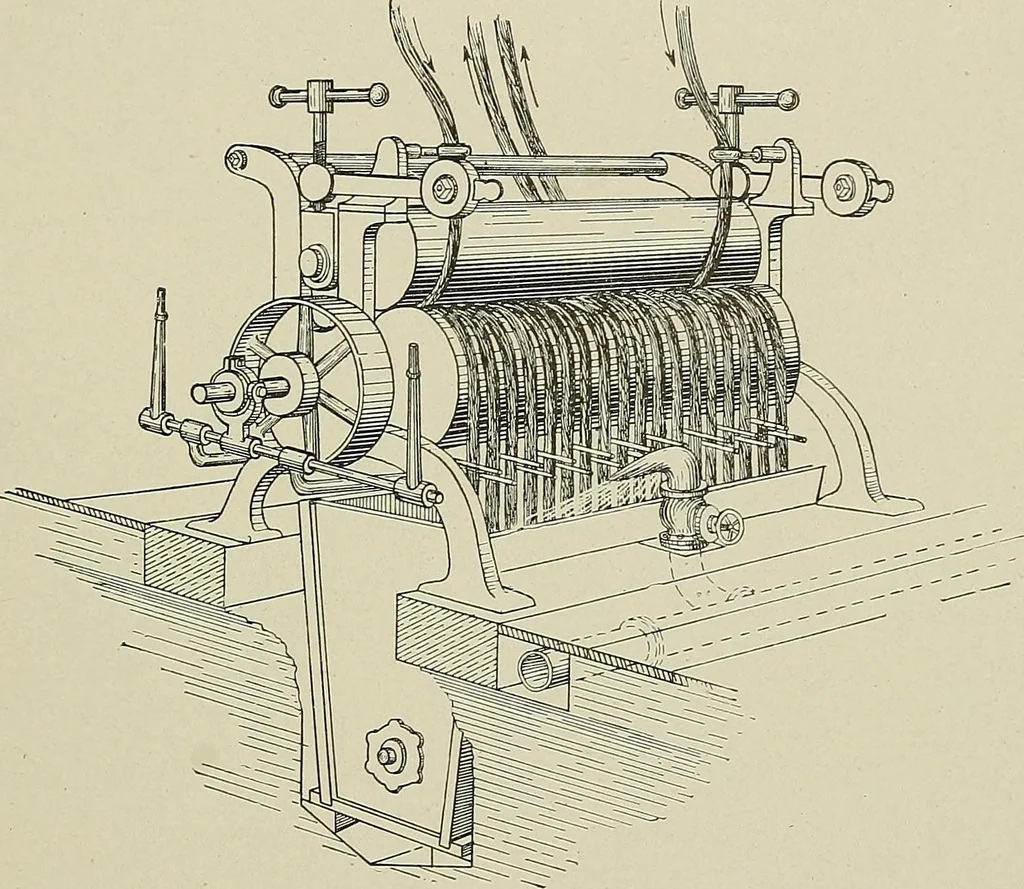 An illustration from Cyclopedia of textile work : a general reference library on cotton, woolen and worsted yarn manufacture, weaving, designing, chemistry and dyeing, finishing, knitting, and allied subjects, 1911, leaf 85