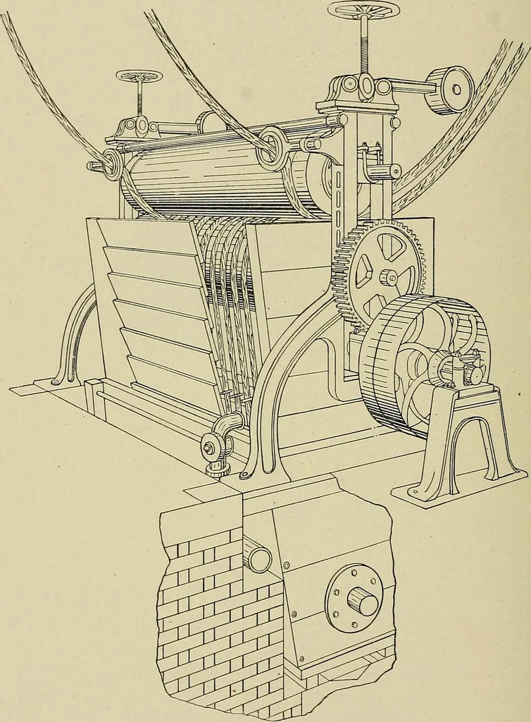 An illustration from Cyclopedia of textile work : a general reference library on cotton, woolen and worsted yarn manufacture, weaving, designing, chemistry and dyeing, finishing, knitting, and allied subjects, 1911, leaf 86