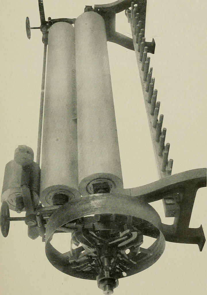 An illustration from Cyclopedia of textile work : a general reference library on cotton, woolen and worsted yarn manufacture, weaving, designing, chemistry and dyeing, finishing, knitting, and allied subjects, 1911, leaf 89
