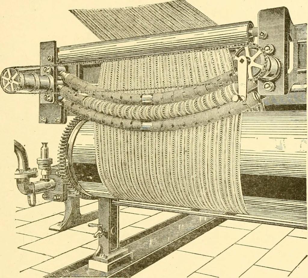 An illustration from Cyclopedia of textile work : a general reference library on cotton, woollen and worsted yarn manufacture, weaving, designing, chemistry and dyeing, finishing, knitting, and allied subjects, 1907, leaf 123