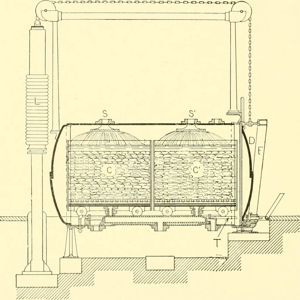 An illustration from Cyclopedia of textile work : a general reference library on cotton, woollen and worsted yarn manufacture, weaving, designing, chemistry and dyeing, finishing, knitting, and allied subjects, 1907, leaf 134