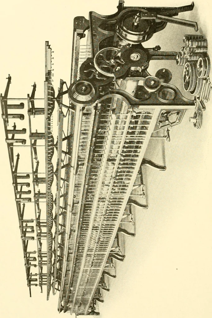 An illustration from Cyclopedia of textile work : a general reference library on cotton, woollen and worsted yarn manufacture, weaving, designing, chemistry and dyeing, finishing, knitting, and allied subjects, 1907, leaf 322