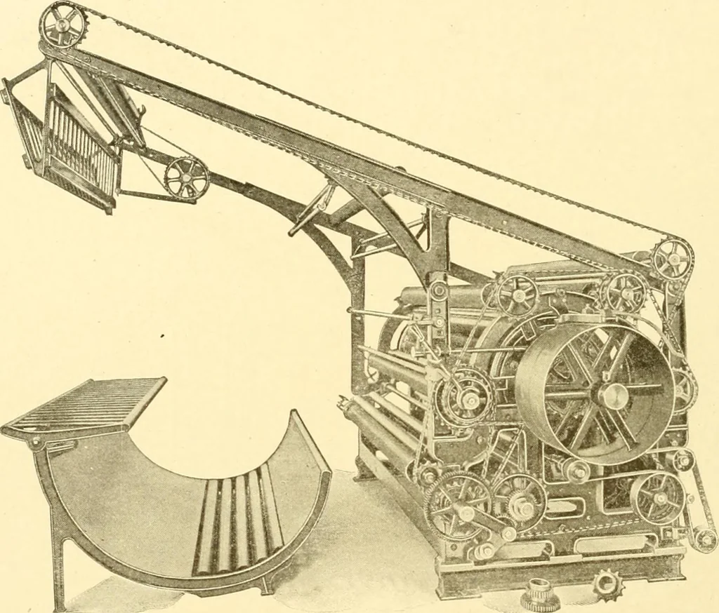 An illustration from Cyclopedia of textile work : a general reference library on cotton, woollen and worsted yarn manufacture, weaving, designing, chemistry and dyeing, finishing, knitting, and allied subjects, 1907, leaf 111