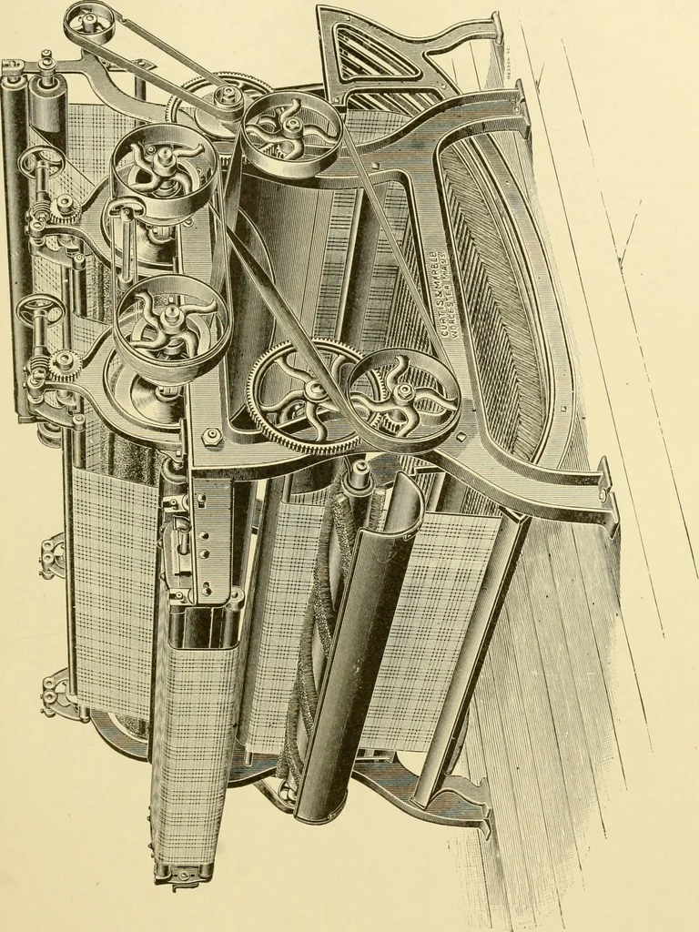 An illustration from Cyclopedia of textile work : a general reference library on cotton, woollen and worsted yarn manufacture, weaving, designing, chemistry and dyeing, finishing, knitting, and allied subjects, 1907, leaf 140