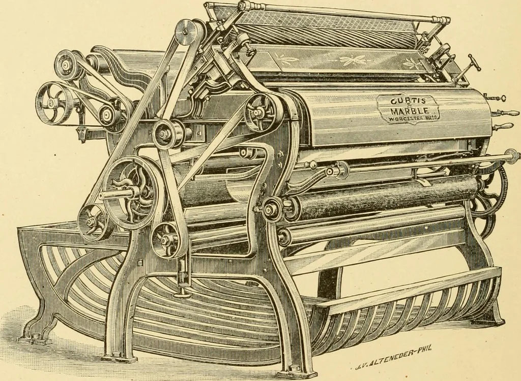 An illustration from Cyclopedia of textile work : a general reference library on cotton, woollen and worsted yarn manufacture, weaving, designing, chemistry and dyeing, finishing, knitting, and allied subjects, 1907, leaf 147