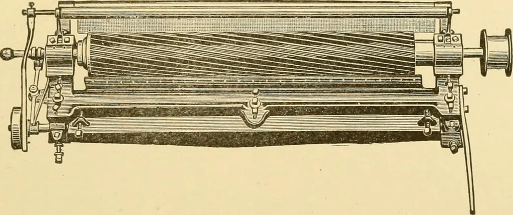 An illustration from Cyclopedia of textile work : a general reference library on cotton, woollen and worsted yarn manufacture, weaving, designing, chemistry and dyeing, finishing, knitting, and allied subjects, 1907, leaf 150