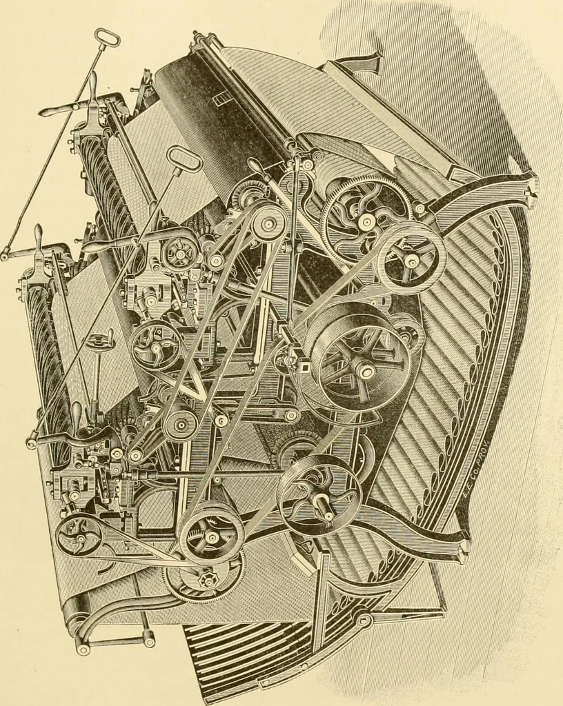 An illustration from Cyclopedia of textile work : a general reference library on cotton, woollen and worsted yarn manufacture, weaving, designing, chemistry and dyeing, finishing, knitting, and allied subjects, 1907, leaf 170