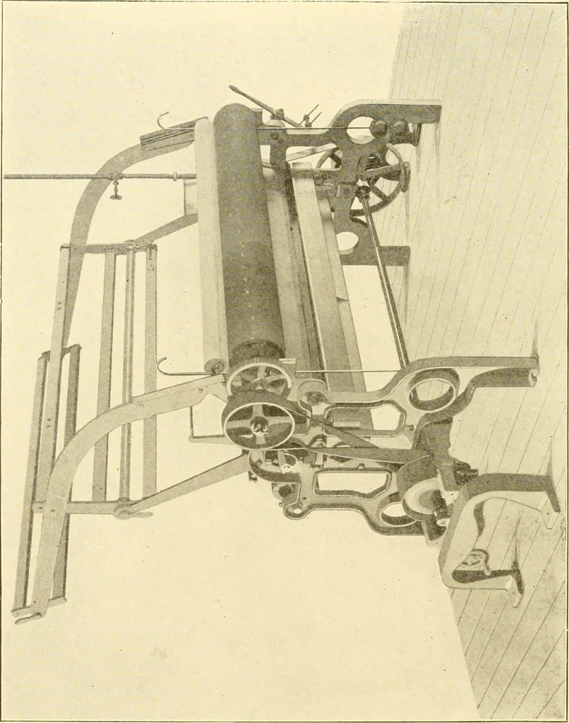An illustration from Cyclopedia of textile work : a general reference library on cotton, woollen and worsted yarn manufacture, weaving, designing, chemistry and dyeing, finishing, knitting, and allied subjects, 1907, leaf 177