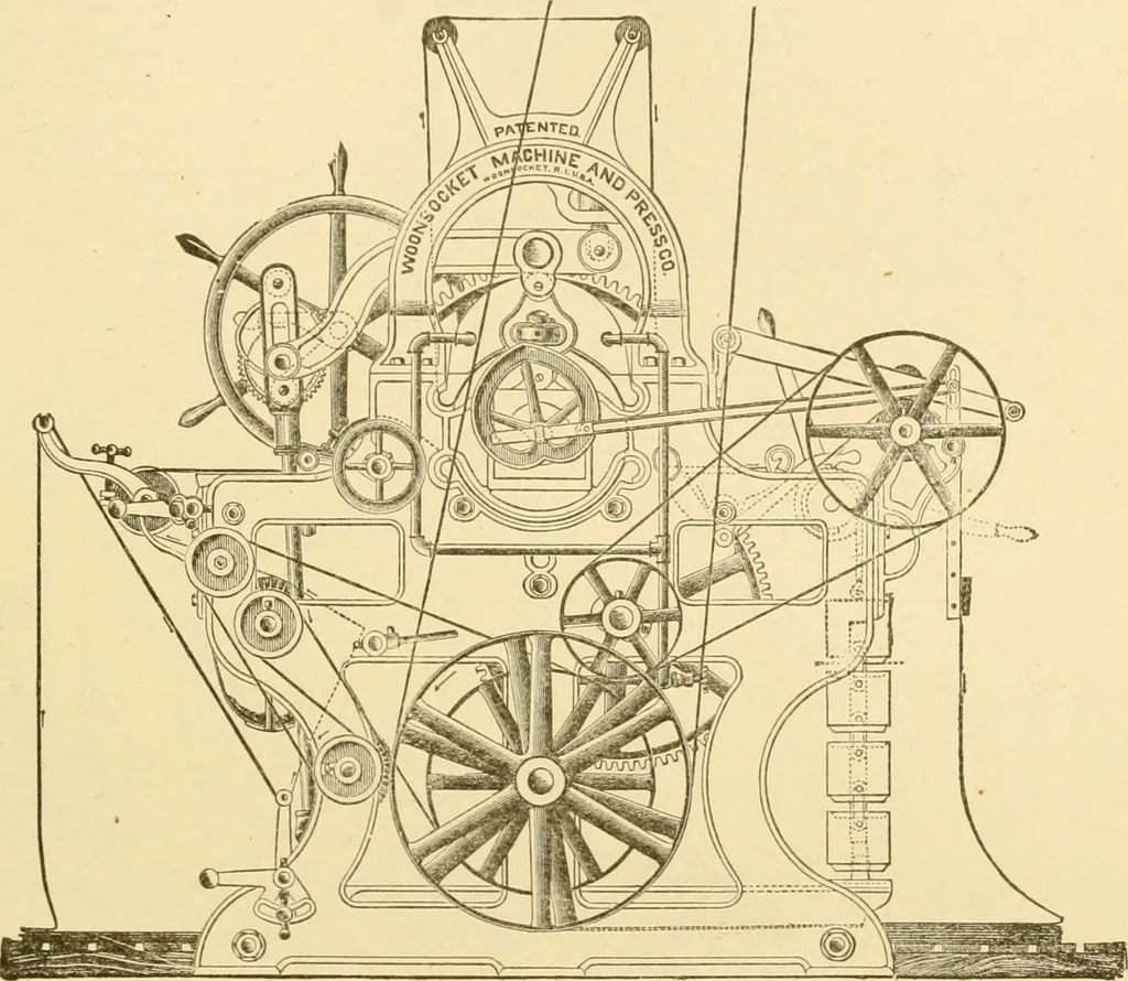 An illustration from Cyclopedia of textile work : a general reference library on cotton, woollen and worsted yarn manufacture, weaving, designing, chemistry and dyeing, finishing, knitting, and allied subjects, 1907, leaf 190