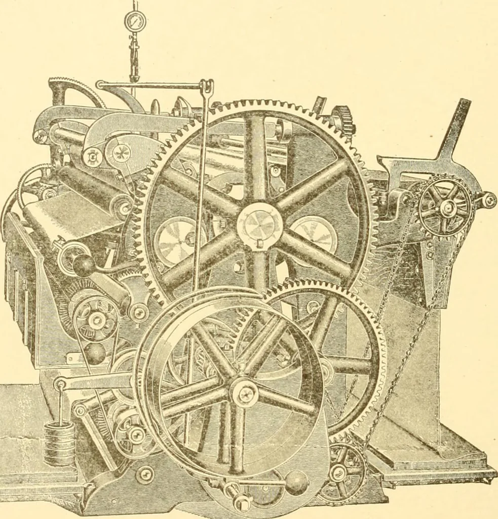 An illustration from Cyclopedia of textile work : a general reference library on cotton, woollen and worsted yarn manufacture, weaving, designing, chemistry and dyeing, finishing, knitting, and allied subjects, 1907, leaf 193