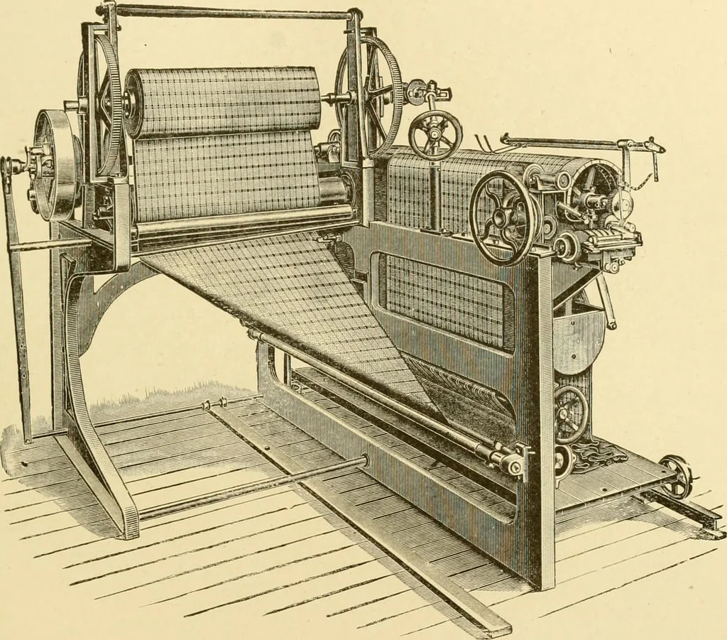 An illustration from Cyclopedia of textile work : a general reference library on cotton, woollen and worsted yarn manufacture, weaving, designing, chemistry and dyeing, finishing, knitting, and allied subjects, 1907, leaf 210