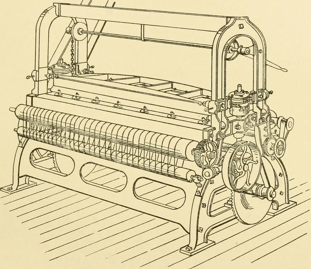 An illustration from Cyclopedia of textile work : a general reference library on cotton, woollen and worsted yarn manufacture, weaving, designing, chemistry and dyeing, finishing, knitting, and allied subjects, 1907, leaf 240