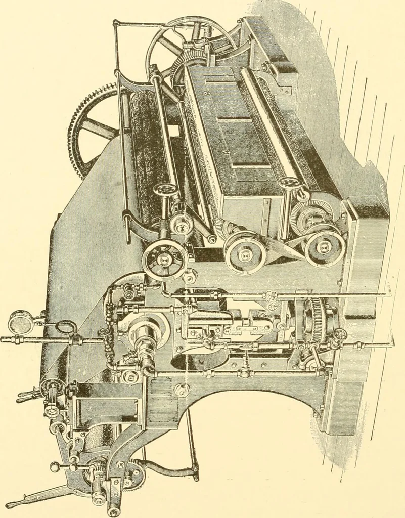 An illustration from Cyclopedia of textile work : a general reference library on cotton, woollen and worsted yarn manufacture, weaving, designing, chemistry and dyeing, finishing, knitting, and allied subjects, 1907, leaf 243