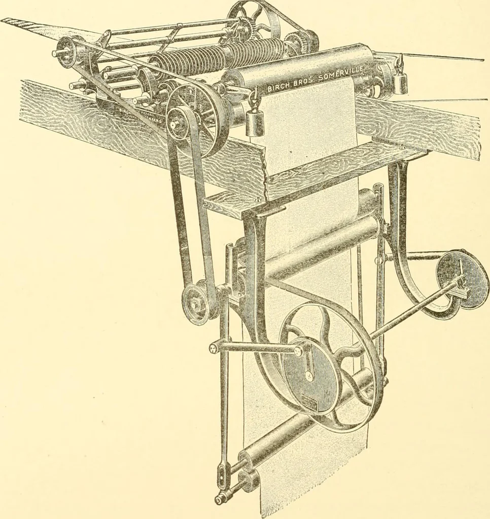 An illustration from Cyclopedia of textile work : a general reference library on cotton, woollen and worsted yarn manufacture, weaving, designing, chemistry and dyeing, finishing, knitting, and allied subjects, 1907, leaf 269