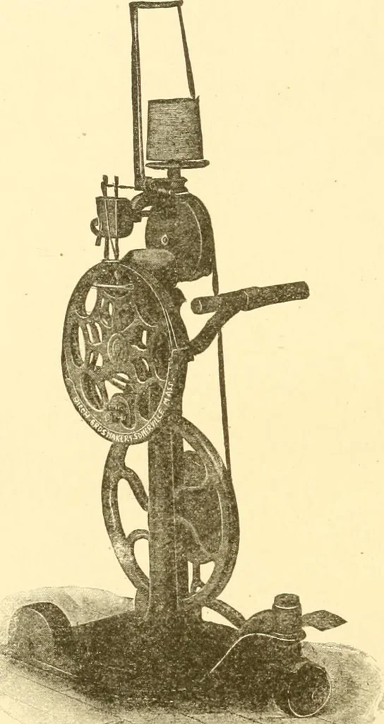 An illustration from Cyclopedia of textile work : a general reference library on cotton, woollen and worsted yarn manufacture, weaving, designing, chemistry and dyeing, finishing, knitting, and allied subjects, 1907, leaf 279