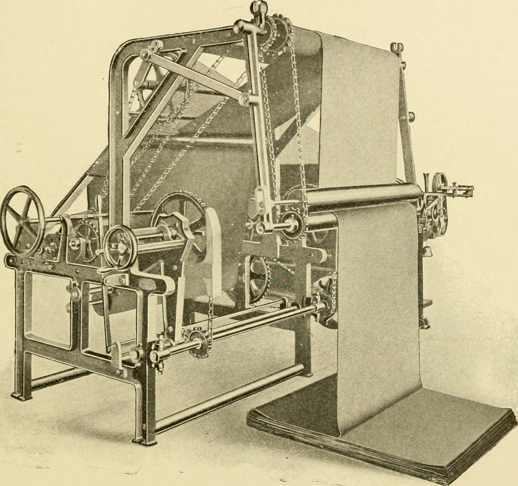 An illustration from Cyclopedia of textile work : a general reference library on cotton, woollen and worsted yarn manufacture, weaving, designing, chemistry and dyeing, finishing, knitting, and allied subjects, 1907, leaf 288