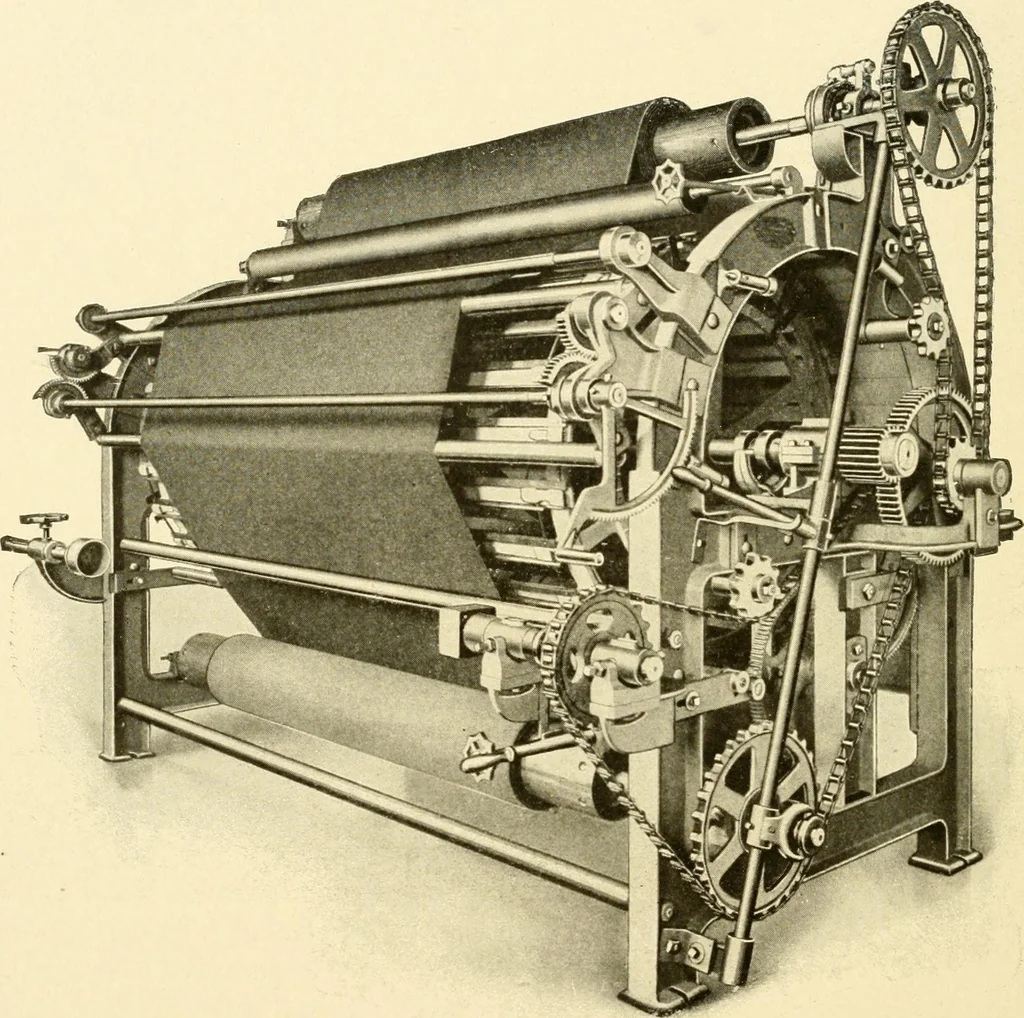 An illustration from Cyclopedia of textile work : a general reference library on cotton, woollen and worsted yarn manufacture, weaving, designing, chemistry and dyeing, finishing, knitting, and allied subjects, 1907, leaf 91