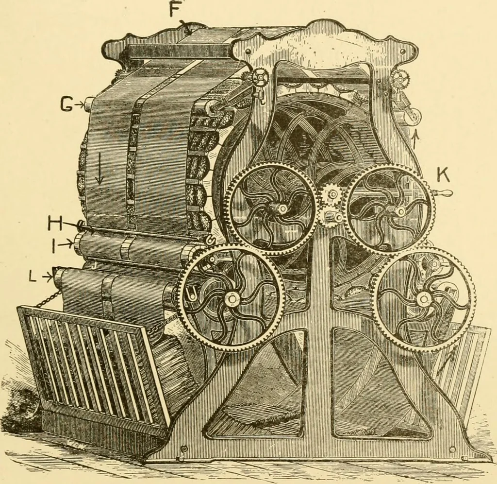 An illustration from Cyclopedia of textile work : a general reference library on cotton, woollen and worsted yarn manufacture, weaving, designing, chemistry and dyeing, finishing, knitting, and allied subjects, 1907, leaf 94