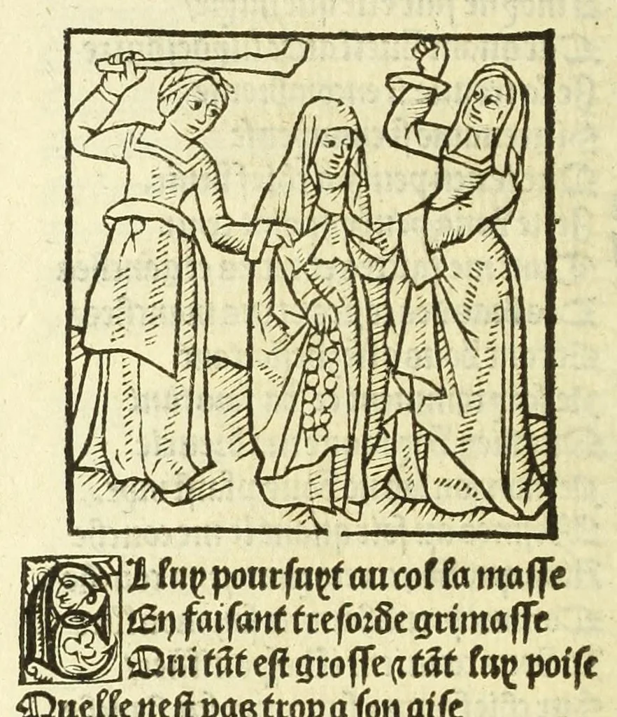 An illustration from Cy est le Romat de la roze, ou, Tout lart Damour est enclose : histoires et auctoritez et maintz beaulx propos vsitez qui a este nouuellement Corrige suffisantement et cotte bien a lauantaige com on voit en chascune page, 1526, leaf 134