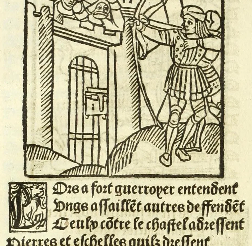 An illustration from Cy est le Romat de la roze, ou, Tout lart Damour est enclose : histoires et auctoritez et maintz beaulx propos vsitez qui a este nouuellement Corrige suffisantement et cotte bien a lauantaige com on voit en chascune page, 1526, leaf 224