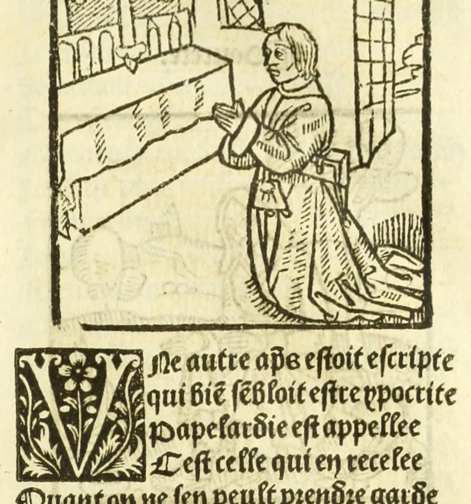 An illustration from Cy est le Romat de la roze, ou, Tout lart Damour est enclose : histoires et auctoritez et maintz beaulx propos vsitez qui a este nouuellement Corrige suffisantement et cotte bien a lauantaige com on voit en chascune page, 1526, leaf 25