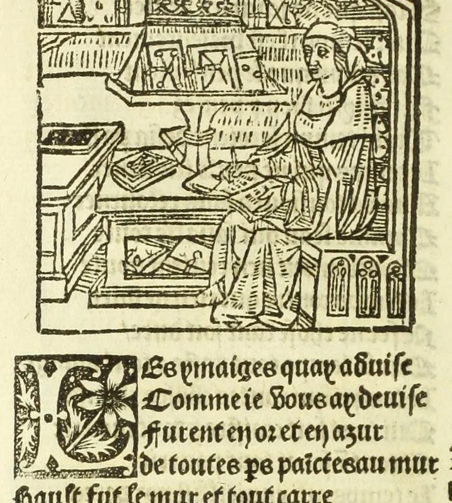 An illustration from Cy est le Romat de la roze, ou, Tout lart Damour est enclose : histoires et auctoritez et maintz beaulx propos vsitez qui a este nouuellement Corrige suffisantement et cotte bien a lauantaige com on voit en chascune page, 1526, leaf 26