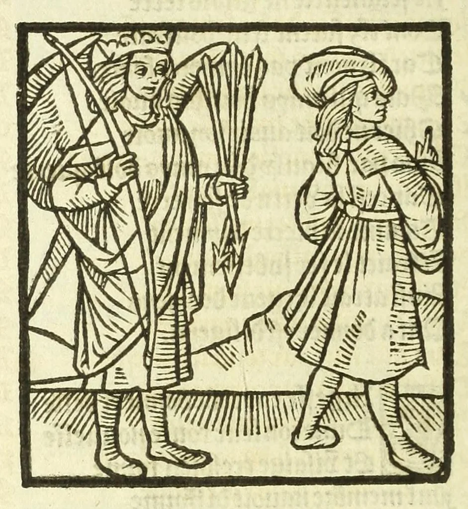 An illustration from Cy est le Romat de la roze, ou, Tout lart Damour est enclose : histoires et auctoritez et maintz beaulx propos vsitez qui a este nouuellement Corrige suffisantement et cotte bien a lauantaige com on voit en chascune page, 1526, leaf 36