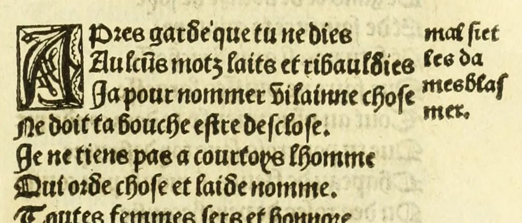 An illustration from Cy est le Romat de la roze, ou, Tout lart Damour est enclose : histoires et auctoritez et maintz beaulx propos vsitez qui a este nouuellement Corrige suffisantement et cotte bien a lauantaige com on voit en chascune page, 1526, leaf 47
