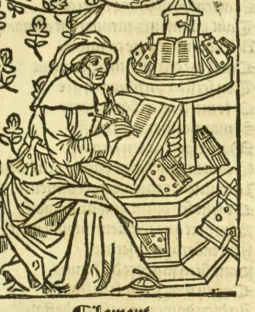 An illustration from Cy est le Romat de la roze, ou, Tout lart Damour est enclose : histoires et auctoritez et maintz beaulx propos vsitez qui a este nouuellement Corrige suffisantement et cotte bien a lauantaige com on voit en chascune page, 1526, leaf 73