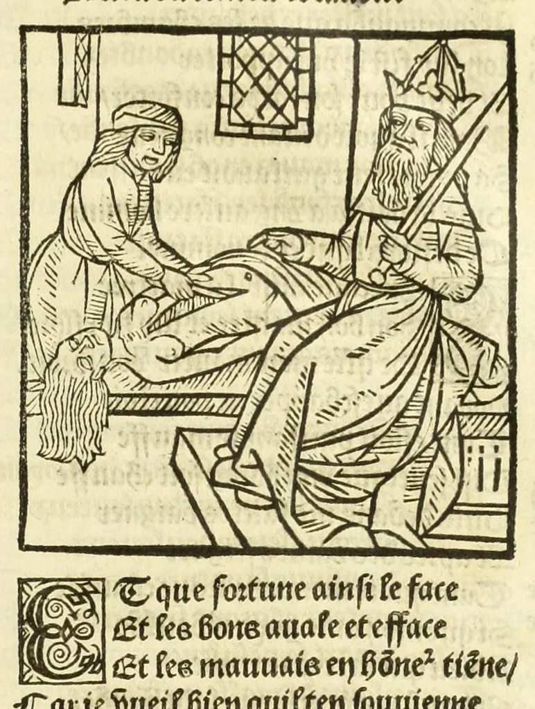 An illustration from Cy est le Romat de la roze, ou, Tout lart Damour est enclose : histoires et auctoritez et maintz beaulx propos vsitez qui a este nouuellement Corrige suffisantement et cotte bien a lauantaige com on voit en chascune page, 1526, leaf 99