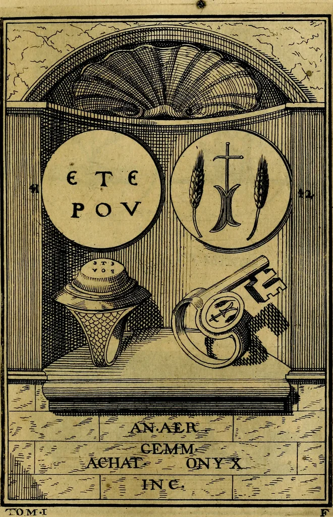 An illustration from Dactyliothecae, seu Annulorum sigillarium quorum priscos tam Graecos quam Romanos usus, ex ferro, aere, argento & auro promptuarii ... Collectis aliunde & ineditis & editis annulorum figuris auctior;, 1695, leaf 126