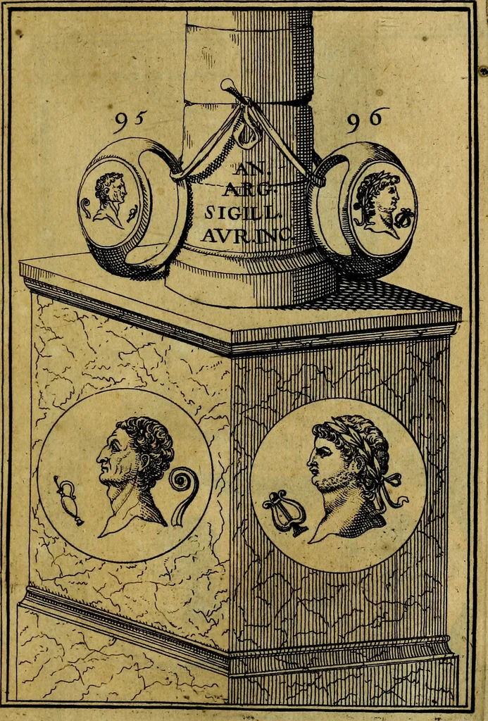 An illustration from Dactyliothecae, seu Annulorum sigillarium quorum priscos tam Graecos quam Romanos usus, ex ferro, aere, argento & auro promptuarii ... Collectis aliunde & ineditis & editis annulorum figuris auctior;, 1695, leaf 180