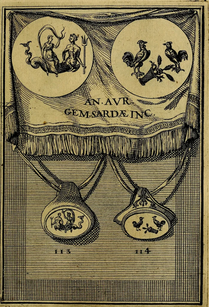 An illustration from Dactyliothecae, seu Annulorum sigillarium quorum priscos tam Graecos quam Romanos usus, ex ferro, aere, argento & auro promptuarii ... Collectis aliunde & ineditis & editis annulorum figuris auctior;, 1695, leaf 204