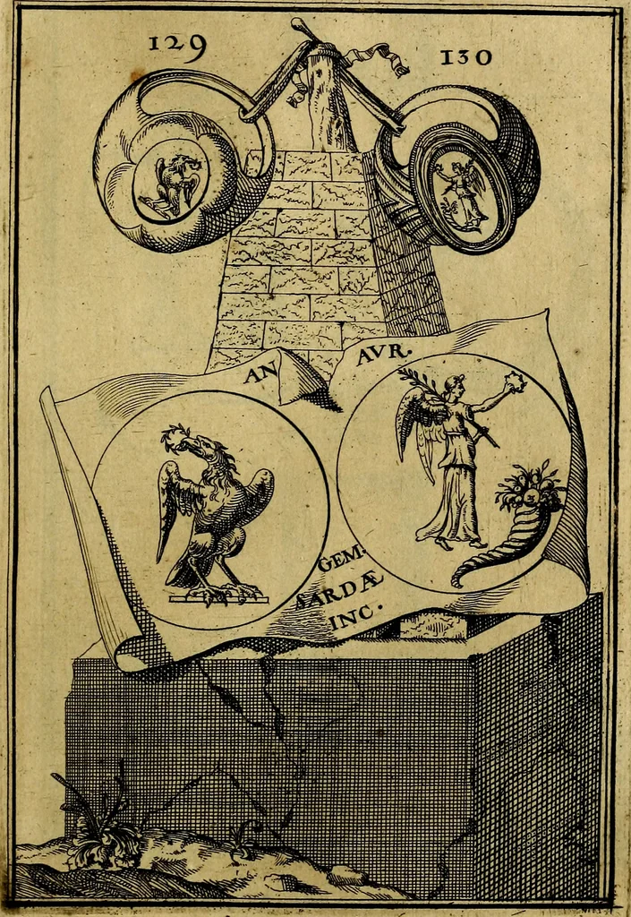 An illustration from Dactyliothecae, seu Annulorum sigillarium quorum priscos tam Graecos quam Romanos usus, ex ferro, aere, argento & auro promptuarii ... Collectis aliunde & ineditis & editis annulorum figuris auctior;, 1695, leaf 220